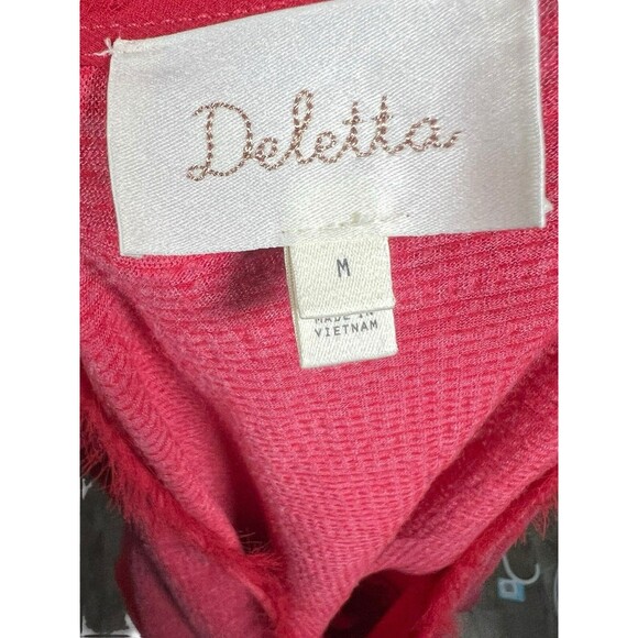 Deletta Anthropologie Pink Tiered Swing Shirt Tunic V-Neck Long Sleeve Women M - Picture 10 of 11